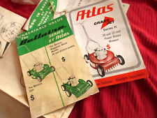 VINTAGE 50s ATLAS POWER MOWER LAWNMOWER CARDS AND PAPERWORK MANUALS ETC picture
