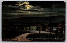 Sterling Forest Station Greenwood Lake (NY) by Moonlight VTG Postcard c. 1911 picture
