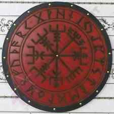 Medieval Wooden Norse Compass Traditional Hut Gifts Carving Wooden Round Shield picture