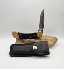 Vintage Buck 110 Hunter Folding Lockback Knife w/ sheath 1980 - 81 made in USA picture