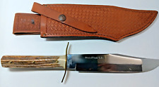 Vintage EDGE BRAND SOLINGEN GERMANY BOWIE KNIFE 443 STAG 13 IN Overall Sheath picture