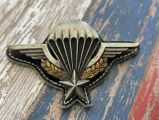 1959 Serial Numbered FRENCH PARACHUTIST BADGE PARA JUMP WING DRAGO Leather Back picture
