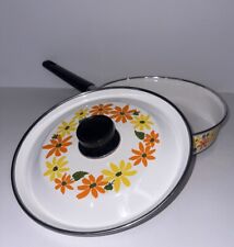 Vintage 70s Ekco Country Garden Porcelain Clad Cookware Fry Pan - Italy picture