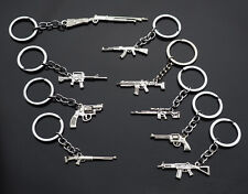 9pcs Gun Keychain - Rifle Machine Model Silver Metal Keyring Mini Key Ring Chain picture