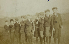 Group Of Boys Lined Up Short To Tall B&W Photograph 2.5 x 3.5 picture