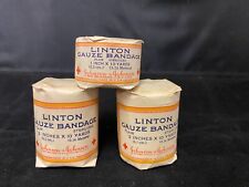 3 Vintage Johnson & Johnson Linton Gauze Bandages 1930's picture