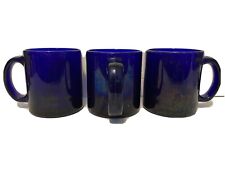 Vintage Mugs Cobalt Iridescent Blue mugs made in USA lot of 3 picture