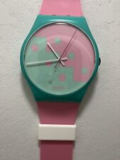 Rare Unique Swatch Maxi Wall Clock Pink Cassata 1987 80