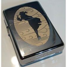 Zippo Engraved Windy Girl Silhouette High Polish Chrome Windproof Lighter New picture