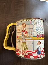Vintage Sifter Metal Androck Handi-Sift Great 1950s Graphics Yellow Handle picture