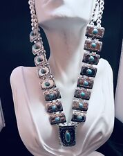 Navajo Turquoise Squash Blossom Necklace #890 picture