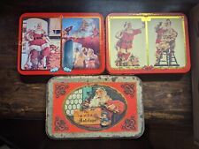 Vintage Set of (3) Coca Cola Nostalgia Santa Playing Card Tins EMPTY: 1994/95/98 picture