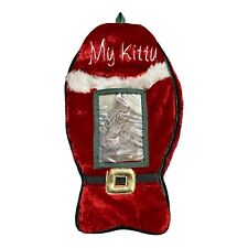 My Kitty Christmas Stocking Fish Shape Plush Picture Pocket 15X8.5 Inches picture