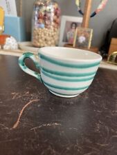 Vtg Gmundner Keramik Austrian Green Dizzy Stripe Tea Cup picture