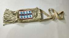 Powwow Handmade Old American Style Beige Suede Hide Beaded Fringe Bag PWBG01 picture