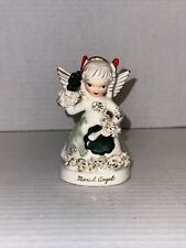 VINTAGE MARCH BIRTHDAY ANGEL WITH SHAMROCK SPAGHETTI TRIM #S1363 picture