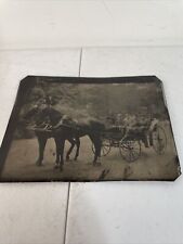 Antique Tintype Outdoor Seen With Horse And Wagon And Family Sunday Outing picture