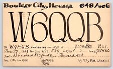 QSL CB Ham Radio Card W6QQB Boulder City Nevada NV Clark County Hand Made 1939 picture