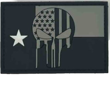 BLACK AND GREY TEXAS TACTICAL SKULL PUNISHER FLAG PVC picture