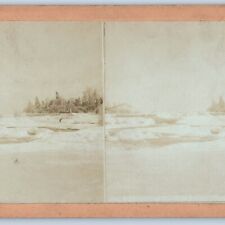 c1880s American Side Niagara Falls Ice Blocks Islands Stereoview Real Photo V27 picture