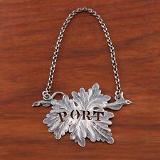 FIGURAL JOSEPH WILLMORE VICTORIAN ENGLISH STERLING BOTTLE TAG LEAF PORT 1843 picture
