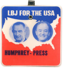 Official 1964 Lyndon Johnson Campaign Hubert Humphrey Press Badge picture