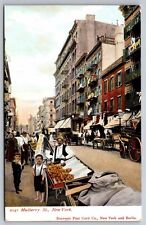 eStampsNet -New York Mulberry Street with Street Vendors ca 1910 Postcard picture