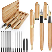 16 Pcs Wooden Pens Gift Set Including Fancy Fountain Pen Ballpoint Pen Gel picture