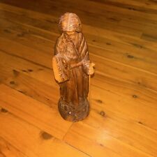 Hand Carved Wooden Moses Figurine Statue W/  Cane Wood Bethlehem 10 Commandments picture