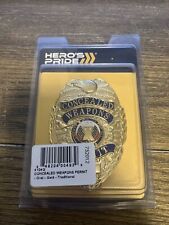 NEW - Metal Concealed Weapon Permit Badge 3” - Gold Tone  picture