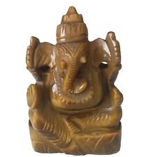 Vintage Hindu Ganesha God Lord Elephant  Miniature Figurine Statue Tiger Eye picture