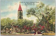 Linen St. Peter's Episcopal Church St. Petersburg Florida Sunshine City Postcard picture