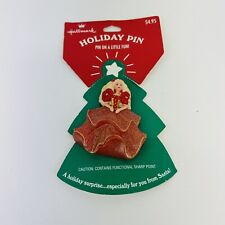 Vintage 1995 Hallmark Holiday Christmas Pin Barbie Ruby Red Poinsettia New NOS picture