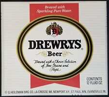 Drewrys Beer Bottle Label G. Heileman Brewing La Crosse WI Newport KY St. Paul picture