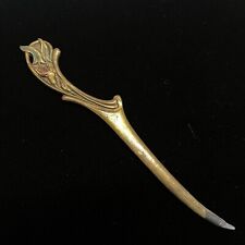 Antique Art Nouveau Gold Gilt Metal Calla Lily Letter Opener Paper Knife Page picture