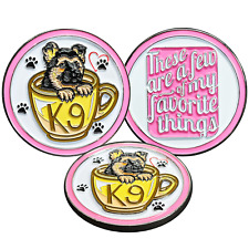 BL14-004 Cute PINK K9 Puppy in coffee mug canine challenge coin police service d picture