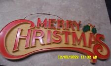 Vintage 'MERRY CHRISTMAS' Hanging Plastic Sign/Plaque 14.5” picture
