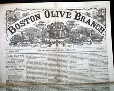 Great 19th Century Pre Civil War MASTHEAD FOR DISPLAY Olive Branch1858 Newspaper picture