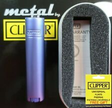 Genuine Clipper Metal Lighter Full Size AQUA PURPLE With Chrome Case NEW picture
