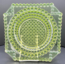 Adams & Co  Yellow Vaseline Uranium Glass Banded Thousand Eye Plate ca 1880s picture