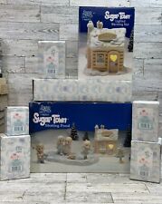 VTG 1996 Precious Moments Enesco Sugar Town Skating Pond Complete 7 Piece Set picture