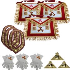 Masonic Royal Arch Apron, chain collar, JEWEL set High priest Red Pack of 3 Sets picture