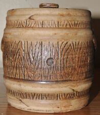Antique Barrel Stoneware Cookie Jar  Design Patent Pending  Vintage Pottery picture