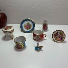 Limoges Miniatures Mug Plate Candle France Dishes Cup Hand Painted Miniature picture