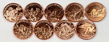 Copper Coins * Nine Piece Dinosaur Collector Set * Fine .999 Bullion Rounds picture