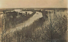 FLOODED RIVER SCENE REAL PHOTO POSTCARD UNKNOWN LOCATION 1910 RPPC picture