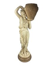 MARWAL Chalkware Greek Goddess Statue Holding Flower Planter Vase Urn Lg 21” Vtg picture