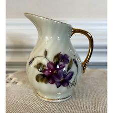 Vintage, Royal Sealey, Sm Pitcher, White Swirl Ceramic, Purple Floral, Gold Trim picture
