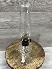Antique/Vintage Small Swirled Glass Oil Lamp With Clear Swirled Glass Chimney #2 picture