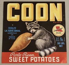 Coon Brand Louisiana Sweet Potatoes Vintage Crate Label picture